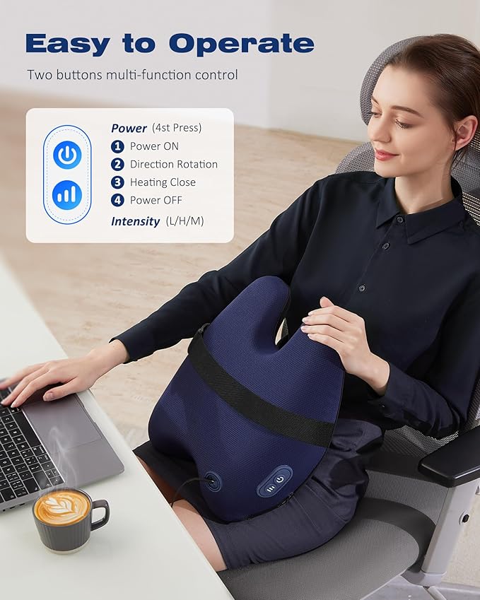 Shiatsu Neck and Back Massager with Heat, Neck and Shoulder Massagers, Deep Tissue Kneading Massage Pillow for Lower Back, Shoulder, Leg Muscle Pain Relief, Relax Christmas Gift for Woman Man Dad Mom