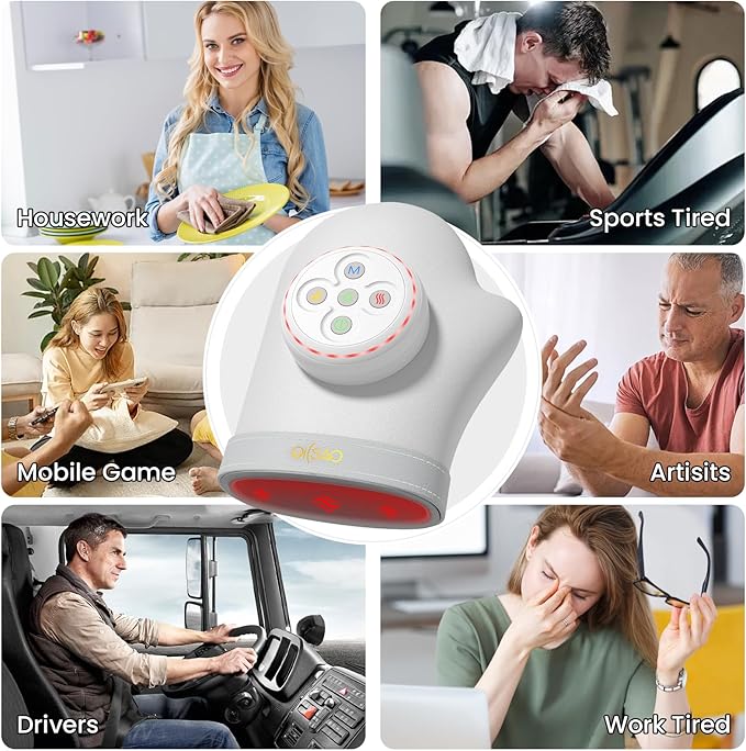 Hand Massager with Heat and Compression for Arthritis Carpal Tunnel,3 Modes, 5 Intensity & 3 Heat Therapy for Hand Wrist Pain and Stiffnes Relief,Timer & Rechargeable,Gifts for Women/Men,Gray