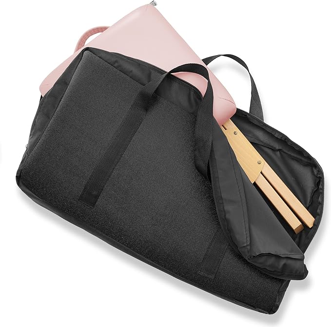 Saloniture Wood Folding Massage Stool with Carrying Case, Pink