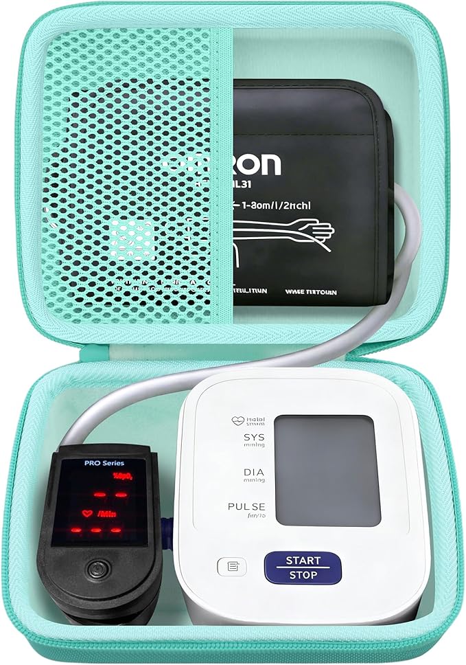 co2CREA Hard Case for Omron 3 Series Omron M2 Classic Upper Arm Blood Pressure Monitor BP7100 BP710N HEM-7120 Hem-7121 HEM-7124, Portable Travel Case Replacement, Mint Green