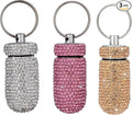 3PCS Bling Crystal Rhinestone Portable Pill Case Pill Container Waterproof Pill Holder with Keychain Glitter Travel Pill Box Small Medicine Dispenser Bottle Storage for Outdoor Camping Travel,8