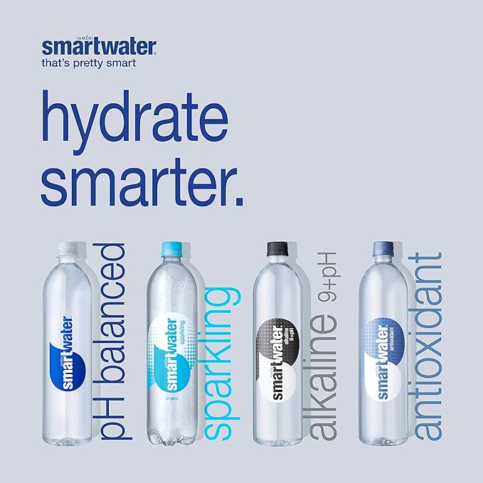 smartwater Smart Water Sports Cap, 700ml, 24 Pack, 23.7 Fl Ounce (Pack of 24)