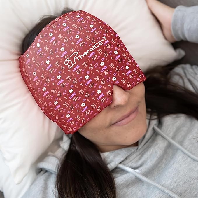 TheraICE Migraine Relief Cap, Migraine Ice Pack Mask, Women Cooling Gel Hat, Face Cold Compress Head Wrap for Her Stress. Great Gift for Mom, Sister, Girlfriend, Grandma & Teacher