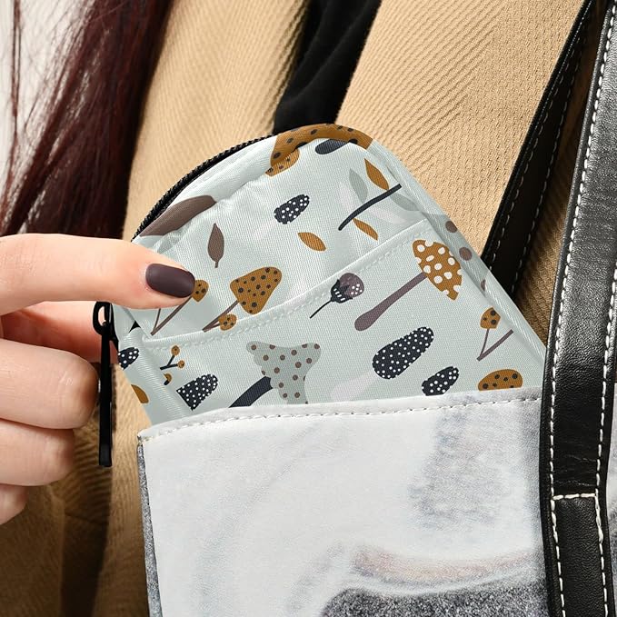 Pill Box Mushroom Autumn Forest Jungle 7 Day Pill Case Travel Pill Organizer Bag with Zipper Portable Weekly Vitamin Medicine Supplement Holder Pouch Bag