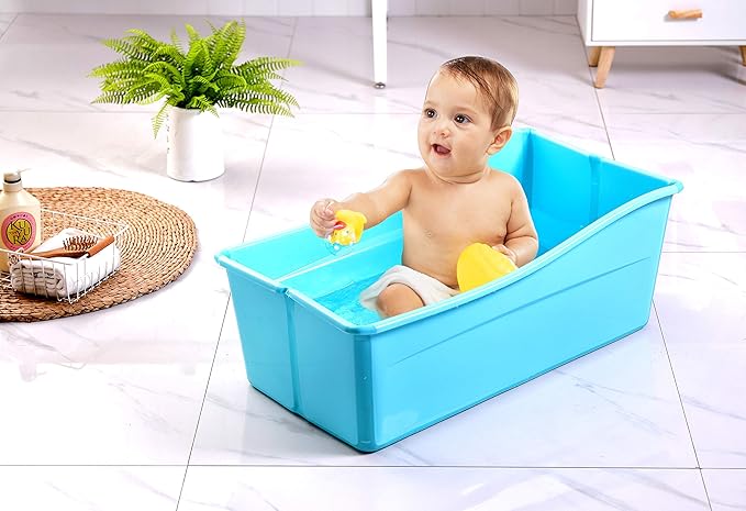 G Ganen Plastic Foldable Bathtub for Shower Portable Ice Bath Tub Blue 30Inch