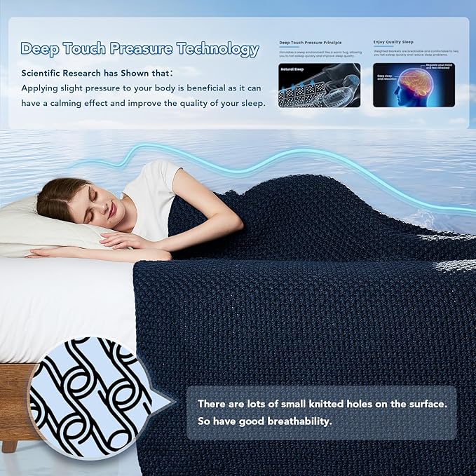 Topcee Knitted Weighted Blanket - 48"x72" 15lbs Cooling Chunky Knit Heavy Blanket for Adults Cable Yarn Knit Decorative No Beads Soft, Cozy and Cooling Weighted Throw Blankets Machine Washable