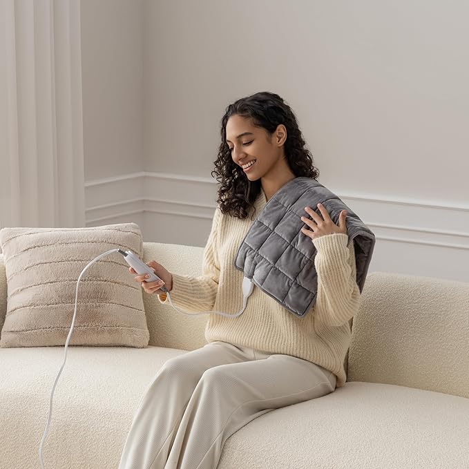 Berkshire Blanket Weighted Heating Pad - 12"x24" Electric Heat Wrap with 10 Heat Settings & Auto Shut Off - Soothing Heat Wrap for Back, Neck, Shoulders, Legs, Abdomen - Machine Washable & Portable