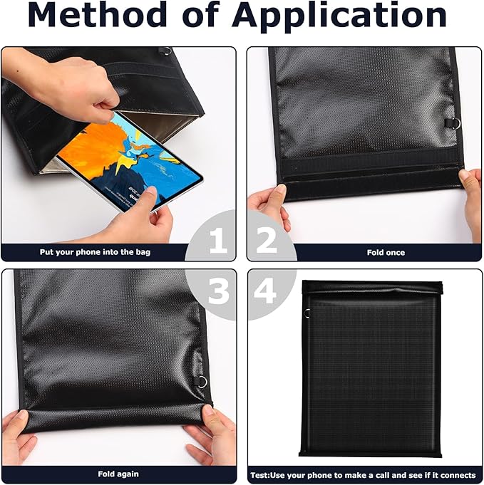 4 Pack Faraday Bags for Phones,RFID Key Fob Blocker Pounch Fireproof Waterproof EMP Proof Go Dark Bag for Cell Phone Block Signal