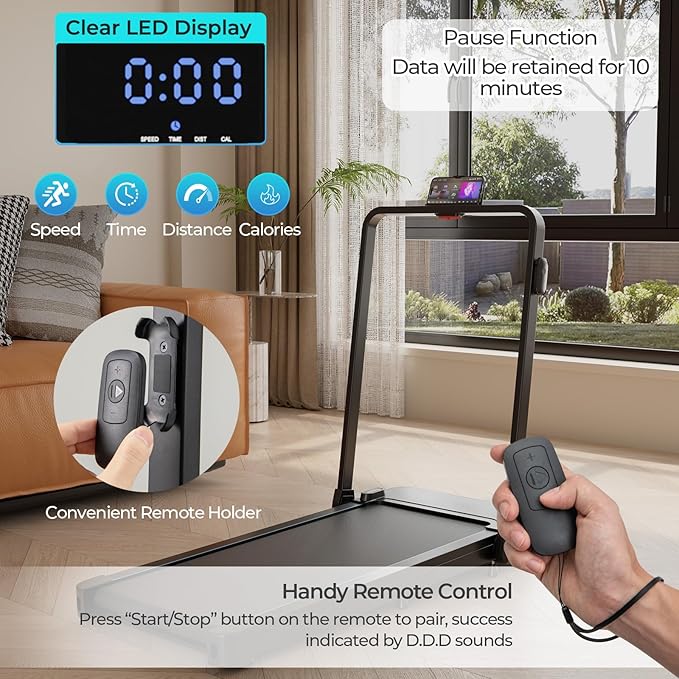 GYMAX Walking Pad, 3 in 1 Free-Assembly Under Desk Treadmill with 300lbs Capacity & LED Display, 2.25HP Portable Compact Treadmill Running Machine for Small Space Home Office
