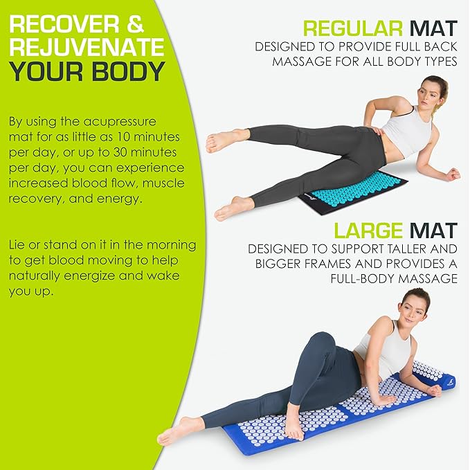 ProsourceFit Acupressure Mat and Pillow Set for Back/Neck Pain Relief and Muscle Relaxation
