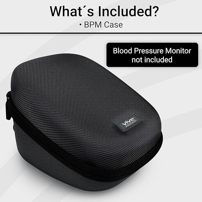 Vive Precision Blood Pressure Monitor Case - Hard Carrying Medical Travel Storage Bag - Universally Compatible Portable BPM Cuff, Health Accessories Pouch Replacement with Carrying Strap - Shockproof