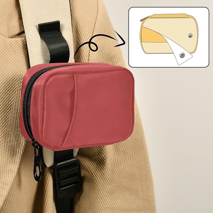 Pill Box 7 Day Pill Case Travel Pill Organizer Bag with Zipper Portable Weekly Case Compact Size for Vitamin Supplement Holder, Solid Color Red