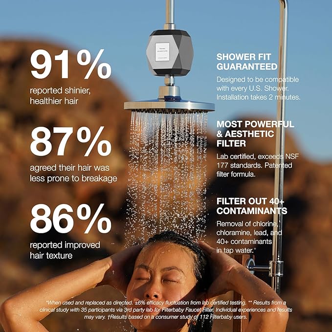 Filterbaby Diamond Shower Filter, IAPMO Certified to NSF177 Standard,Expert Developed Filter for Skin&Hair,Lab Tested to Reduce up to 99%Chlorine,Chloramine&Impurities,Eco Friendly Long Lasting,Chrome