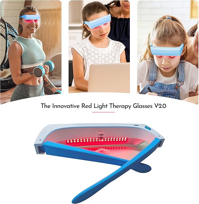 Red Light Therapy Glasses 670nm - Supports Eye Comfort & Visual Wellness, Wearable Red Light Therapy Glasses - UV-Free LED Light, Helps Relieve Eye Fatigue (Red Light)