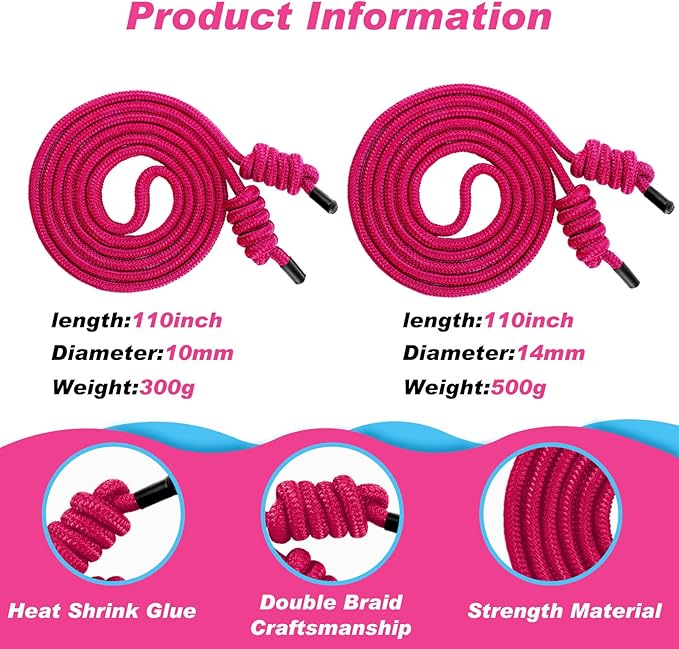Lewtemi 2 Pcs Flow Rope for Fitness Double Woven Workout Rope Adjustable Length Flow Jump for Working out Men Women Training Exercise Gym Indoor Outdoor Beginner, 9 ft