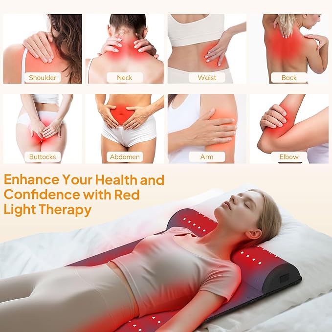 Red Light Therapy Mat with Neck Support, Large 35.8"x19" | 660nm & 850nm Near Infrared Light Therapy Pad for Body, Dual-Wavelength Red Light Therapy Blanket for Pain Relief, Muscle Recovery