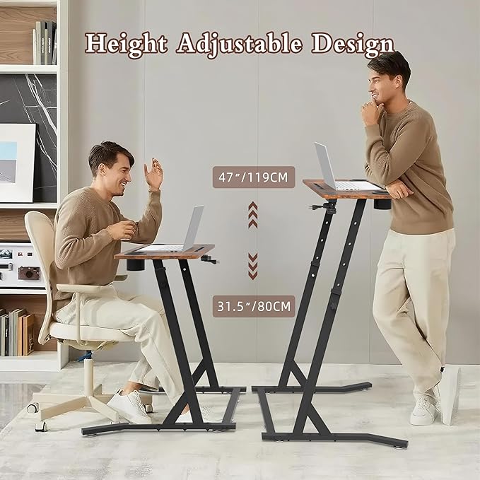 OrigoDeco Indoor Cycling Desk, Adjustable Standing Desk for Walking Pad, Bike Trainer Desk with Power Socket, for Indoor Cycling Treadmill & Office Use, Exercise While Working or Watching TV