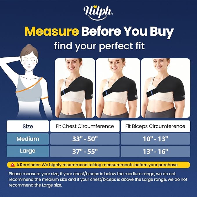 Hilph 3D Double-Layer Gel Shoulder Ice Pack Wrap for Rotator Cuff & Surgery Recovery - Reusable Cold Therapy Gel Pack with Adjustable Straps, Easy to Wear, Flexible Fit for Men & Women, Medium