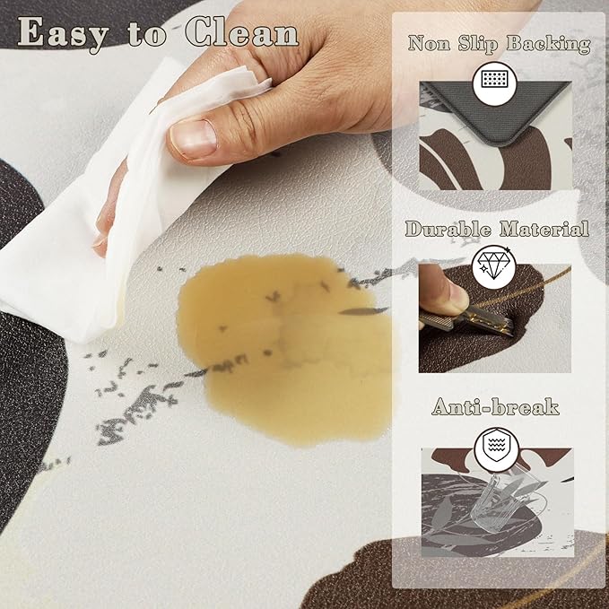 Homcomoda Kitchen Rugs and Mats Set of 2 Non Skid Kitchen Mats for Floor 2 Piece Cushioned Anti Fatigue Kitchen Rugs Sets PVC Comfort Floor Mat for Kitchen Office Sink, B Dark Grey