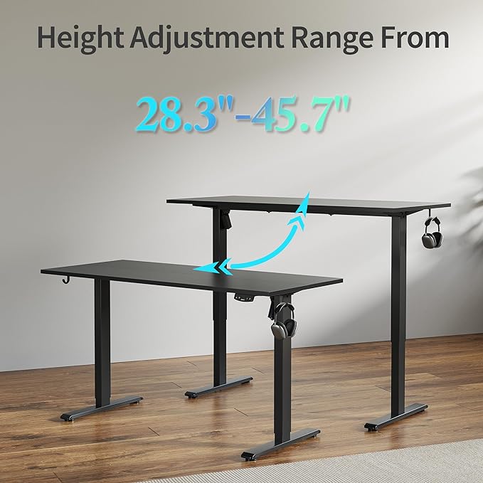 Agilestic Electric Standing Desk, 40 x 24 Inches Height Adjustable Desk, Sit Stand up for Work Office Home, Ergonomic Rising Computer Table with Memory Preset, Black