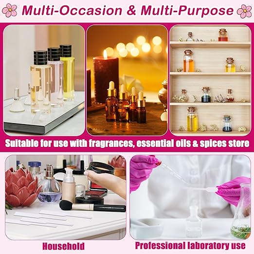 600 Pieces Perfume Tester Strips with Storage Box, Larbeti Paper Fragrance Tester Strips Disposable Essential Oils Test Card White Fragrance Blotter Paper Cards