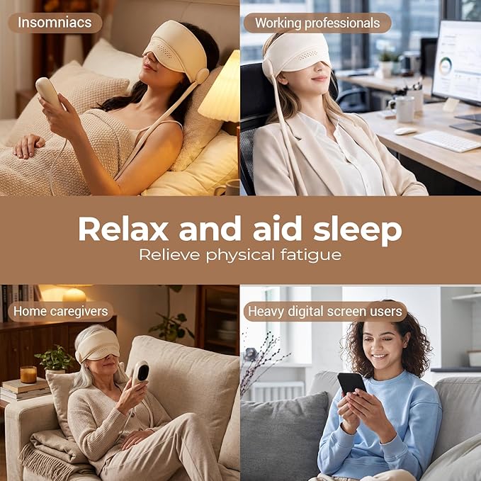 WELLPATH Electric Head Massager for Headaches, Eye Massager with Heat, Rechargeable Head and Eye Massage for Stress Relax, Fatigue, Ideal for Rest & Relaxation, Best Gift for Mom/Dad