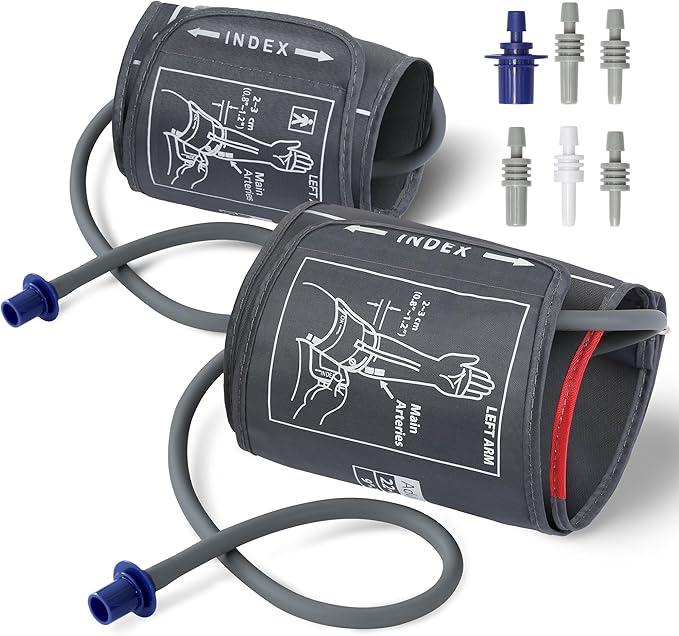Universal Blood Pressure Replacement Cuffs 2-Pack, 5.9-9.5 & 9-21 Inches, Fit Small/Medium/Large/Extra Large XL Big Arm Sizes, 6 Connector Types Compatible with Omron & Other Monitors (BP Cuffs Only)