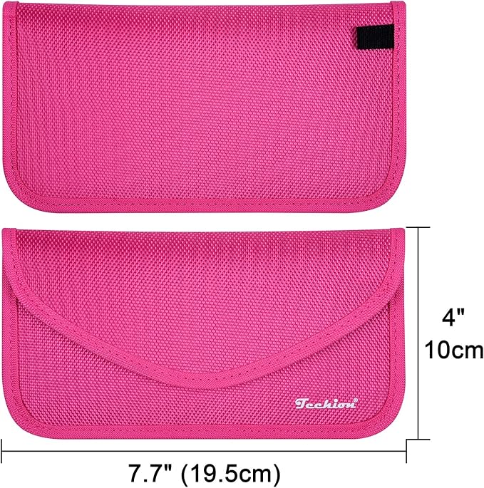 Signal Blocking Bag, Techion 2 Pack RFID Faraday Bag Shield Pouch Cage Box Wallet Case for Cell Phone and Car Key FOB, Privacy Protection, Anti-Hacking - Pink & Hot Pink