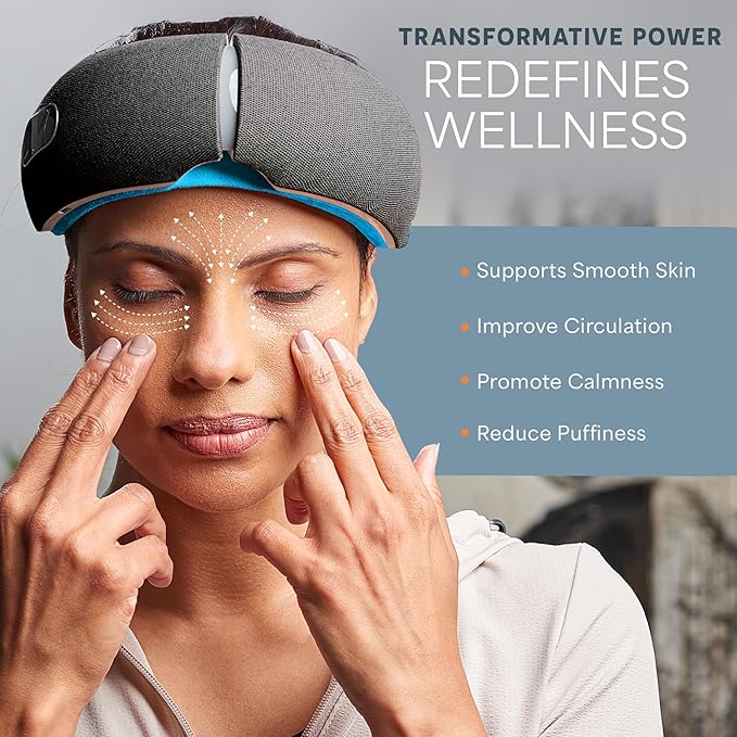 LifePro Portable Eye Massager with Heat and Vibration - Oculax 4 Soothing Modes for Compression Massage to Help Reduce Puffy and Dry Eyes-Rechargeable Heated Migraine Mask with Bluetooth Music