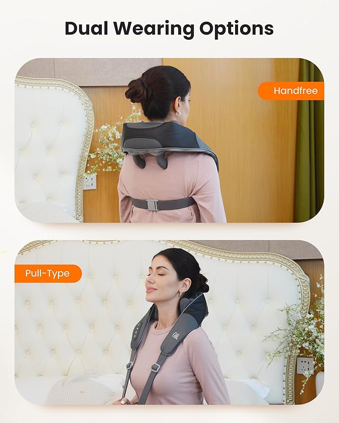 CILI Cordless Massager for Pain Relief Deep Tissue, Shiatsu Neck Back Massager for Pain Relief, 3 Heating Areas & Adjustable Straps, Gifts for Him/Her