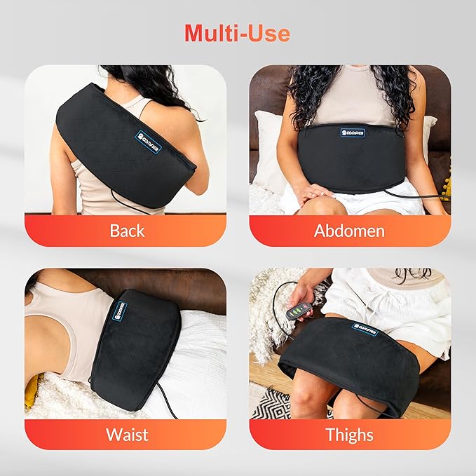 COMFIER Electric Heating Pad for Back Pain, Plug-in Vibration Lower Back Massager with Heat,FSA Eligible HSA,Heat Pad with Auto Shut Off,Heated Waist Belt, Gifts for Women Men Mom Dad (Pack of 2)