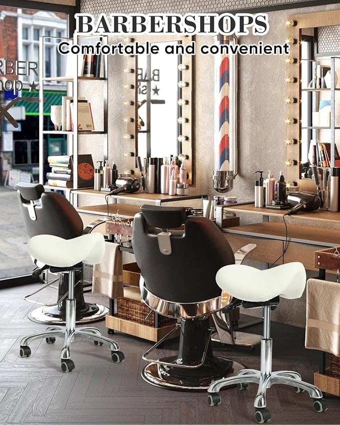 Conforms to ergonomics, with a Saddle Stool That can be Tilted and a Rotating Stool with Hydraulic Lifting Height Adjustment, Suitable for Office, White