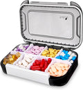 Fullicon Large Pill Organizer with 8 Compartments, Moisture Proof Travel Pill Box with Removable Divider, Daily Pill Container with Lables, Pill Case for Vitamin, Fish Oil, Supplement (Black)