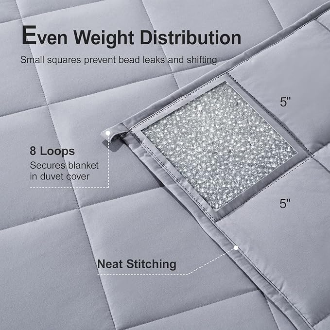Lofus Weighted Blanket for Adults 17 lbs 60"x 80" Queen Size, Breathable All-Season Weighted Heavy Blankets, Soft Microfiber with Premium Glass Beads for Sleeping, Grey
