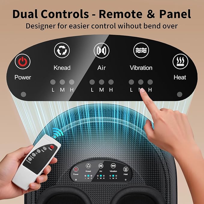 Shiatsu Foot Massager Machine with Heat : Deep Kneading Foot Massage with Vibration & Compression for Plantar Fasciitis & Neuropathy Pain Relief, Deep Tissue Foot Massager