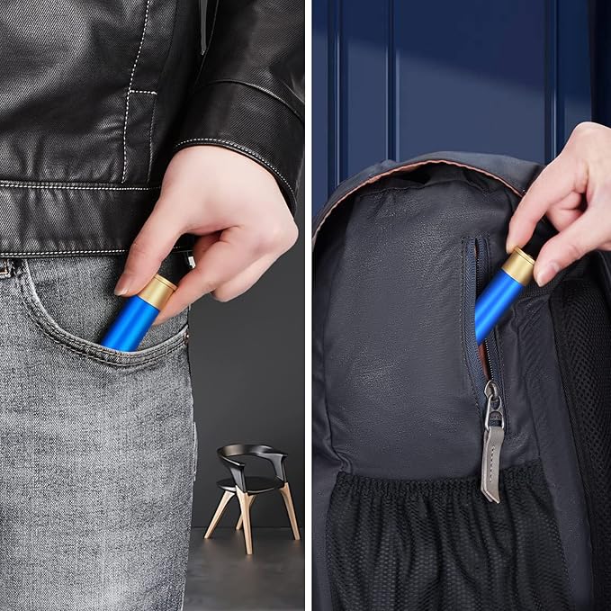 Tactical Mini Pill Case, Durable Metal Small Pill Holder for Pocket or Purse, Waterproof Medicine Bottle for Travel, EDC, Outdoors - Blue