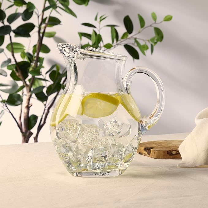 Mikasa Napoli Clear Glass Beverage Pitcher, 70 Ounce Capacity, Durable and Elegant Design for Serving Water, Iced Tea, or Cocktails