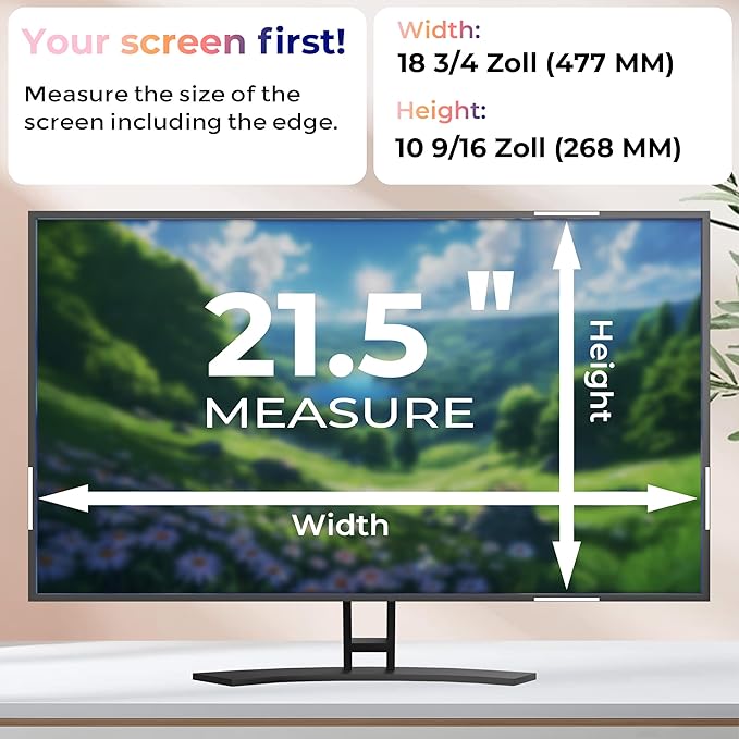 [2 Pack] 21.5 Inch Computer Privacy Screen Filter for Monitor 16:9 Aspect Ratio, Eye Protection Anti Blue Light Privacy Shield and Anti-Glare Protector, 21.5inch Removable Anti-Scratch 21.5in Protector Film