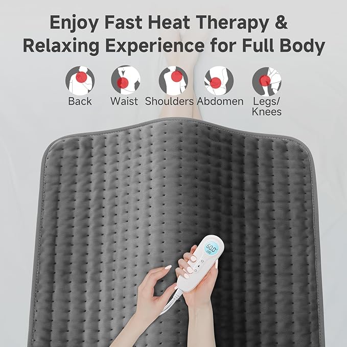 XXL Heating Pad for Back Pain Relief, Large Heating Pads Mothers Day Gifts for Mom Wife Grandma Dad Husband Birthday Christmas, Heat Pad for Women/Period Cramps/Legs/Shoulder/Feet w/Auto Shut Off