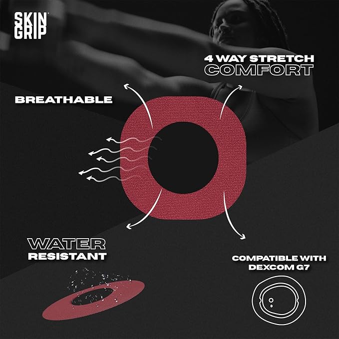 Skin Grip Adhesive Patches Compatible with Dexcom G7 & Stelo CGM with Cutout – Waterproof & Sweatproof Cover for Continuous Glucose Monitor Sensor, Stays Secure for 10-15 Days – 20 Pack,Gemstones Pack