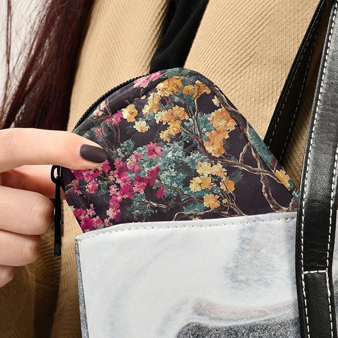 Multicolored Blossom Trees Travel Pill Organizer Case Box Container Weekly Portable Vitamin Medicine Holder Storage Bag with Zipper Removable