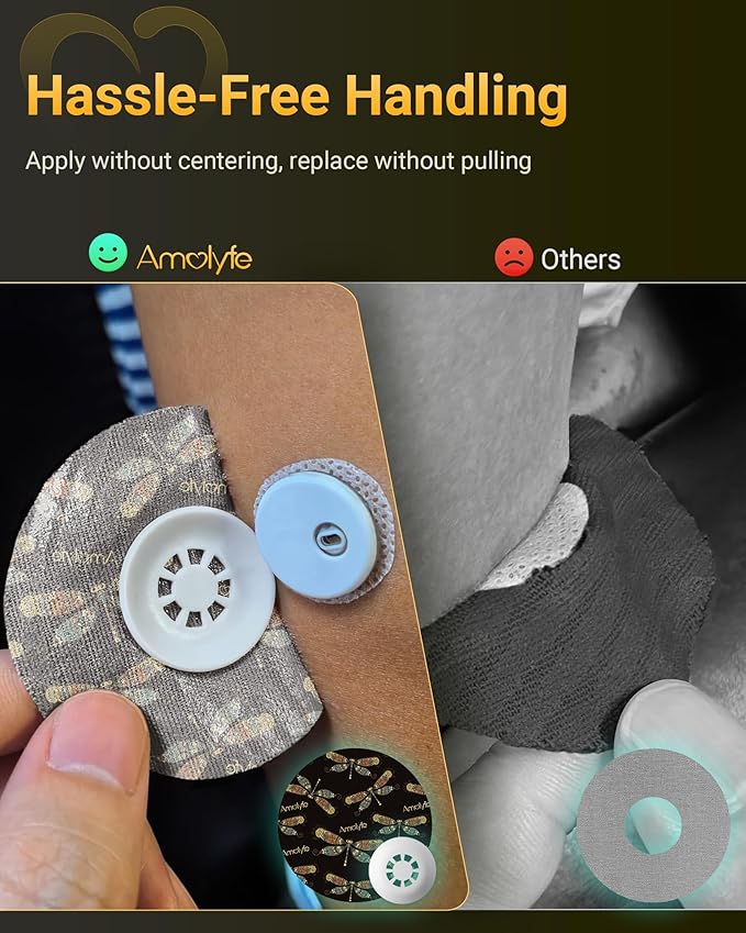 Libre 3 Sensor Covers Waterproof, Amolyfe 10 Pack Freestyle Libre 3 Plus Covers, Bump-Proof with Hard Cap, Breathable Latex Free Glucose Sensor CGM Adhesive Patches, 14-Day CGM Protection (Heart)