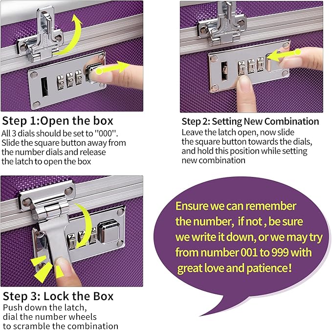 Locking Medicine Box with Portable Storage Case, 10.2''x 6.8''x 6.8'', Childproof Medication Lock Organizer, Lockable Box for Money, Documents & Meds (Purple/Small)