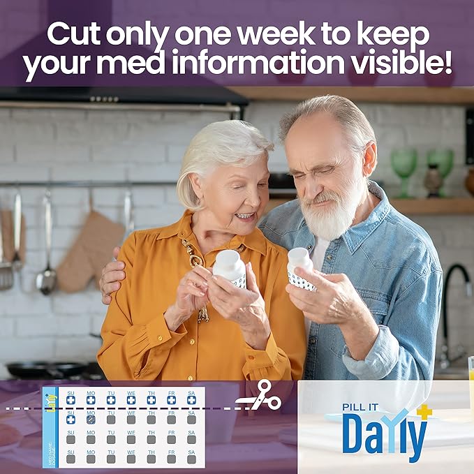 PILL IT DaYly Scratch Off Stickers, Daily Pill Reminder Medication Tracker, Pill Bottles Stickers, Portable Pill Tracker, Pill Organizer Alternative, Multi Dose, Kids, Pet, Travel, Prenatal Vitamins