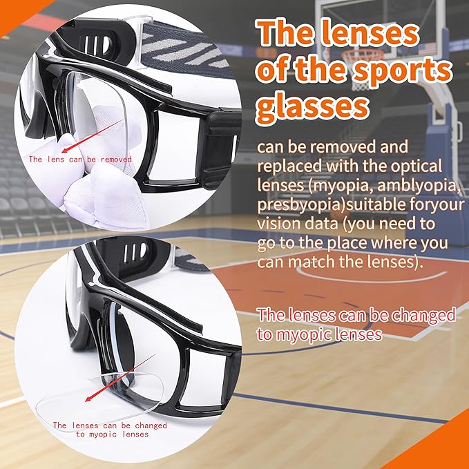 Sport Glasses for Men Women Basketball Football Sport Goggles Anti Fog Shock Collision Wearable Glasses