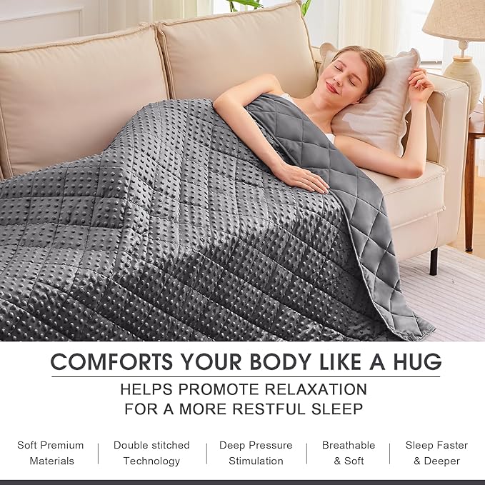 Grey Weighted Blanket for Adults 12lbs, 48"x72", Twin Full Size Cooling Minky Heavy Throw Blanket for 110-130lbs, Soft Winter Thick Big Blankets Weighted Comforter Gift for Sleeping