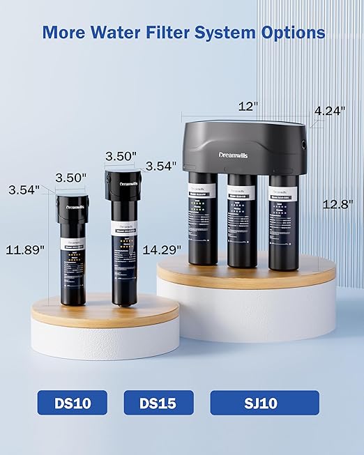 Dreamwills 8-Stage Under Sink Water Filter System SJ10, High-Flow 1.3 GPM Under Counter Water Filtration for Kitchen, Reduce Lead, PFAS, Fluoride, Chlorine, Chloramine, No Electricity, No Wastewater