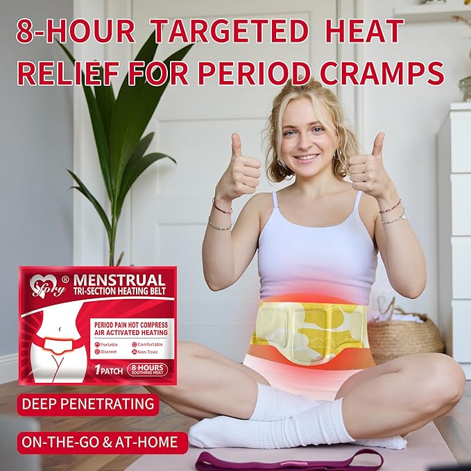 Heating Pad for Period Cramps, Menstrual Heating Pad, Portable Period & Back Heat Therapy Pad, Air Activated Heating, 8 Hours Soothing Heat Relief - 6 Pack Discreet, Cord-Free HeatWraps