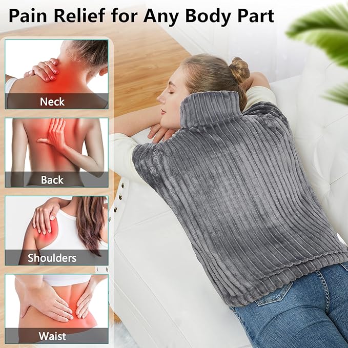CAROMIO Heating Pad for Back Pain Relief, Neck and Shoulders Electric Heating Pads Large Size, Full Body Back Heat Pad with Auto Shut Off, Fast Heating and 6 Heat Settings (Grey, 33"x24")