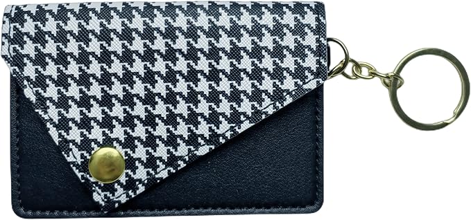 Birth Control Pill Case Keychain Envelope Shape (Houndstooth)